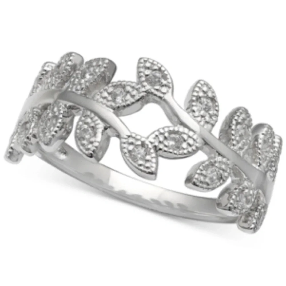 Giani Bernini Cubic Zirconia Vine Ring in Sterling  Silver Leaf Design Ring 9